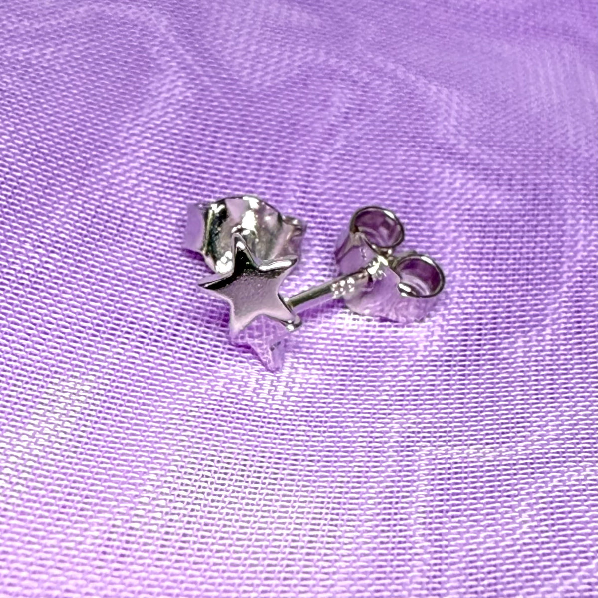 Sterling silver small star polished stud earrings