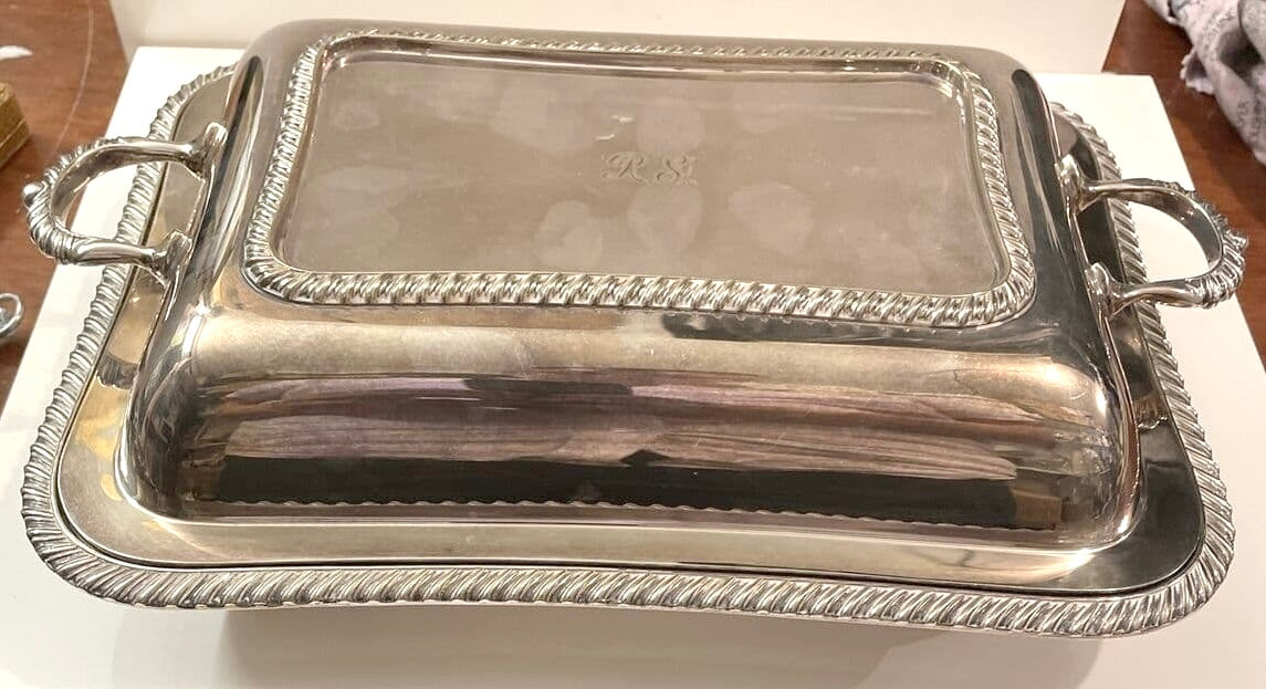 Silver plated serving tray with handles-11 Inches x 8 & 10.5 inches x 7.5 inches