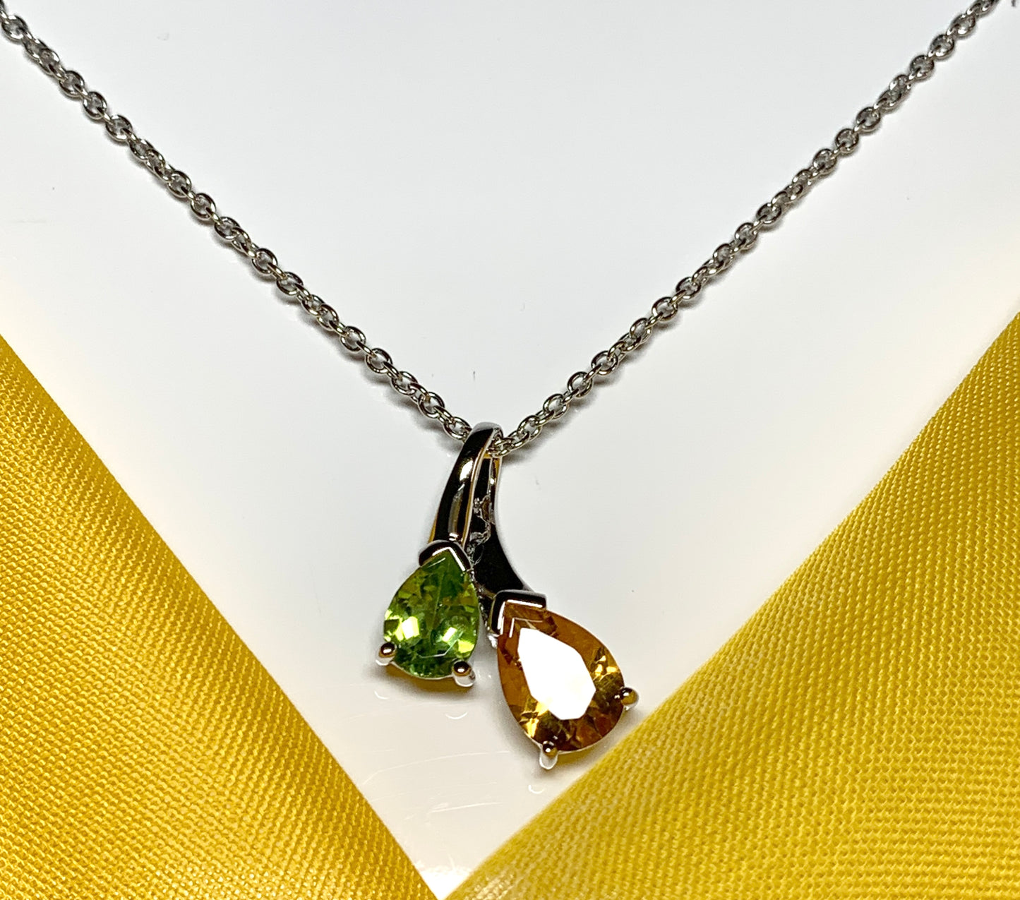 Real peridot and citrine fancy necklace