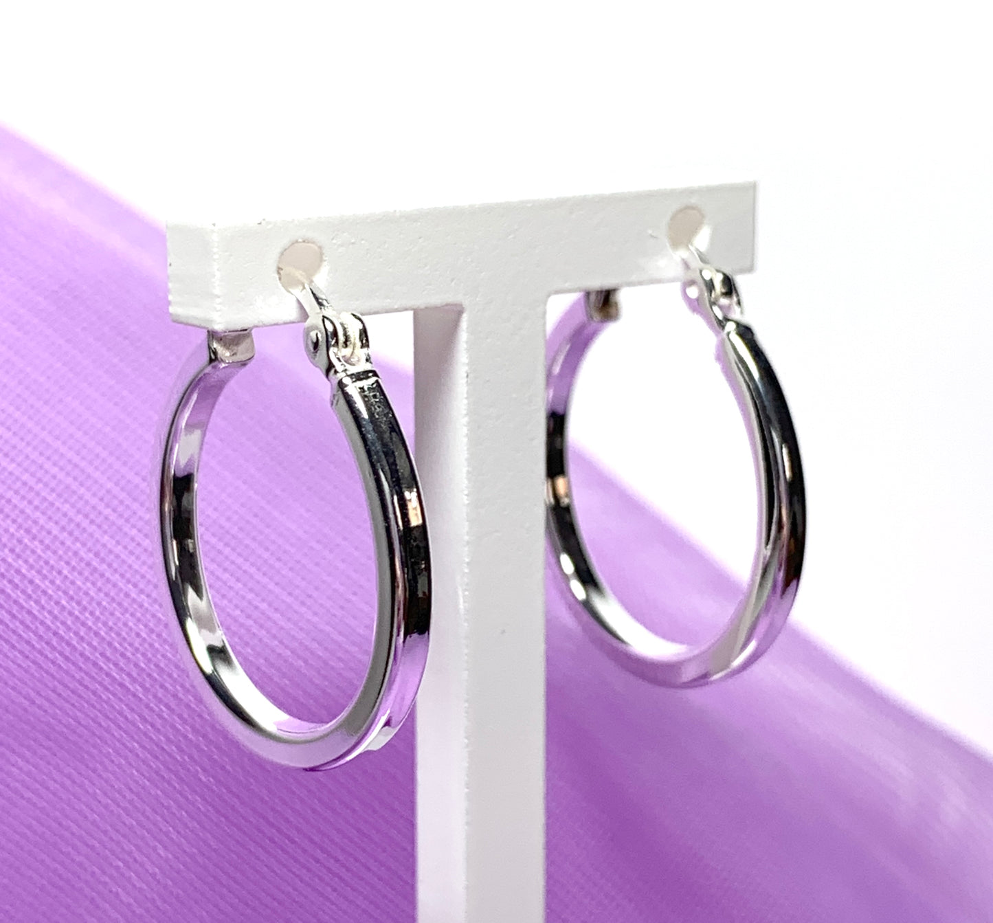 Sterling silver round hoop earrings 20 mm