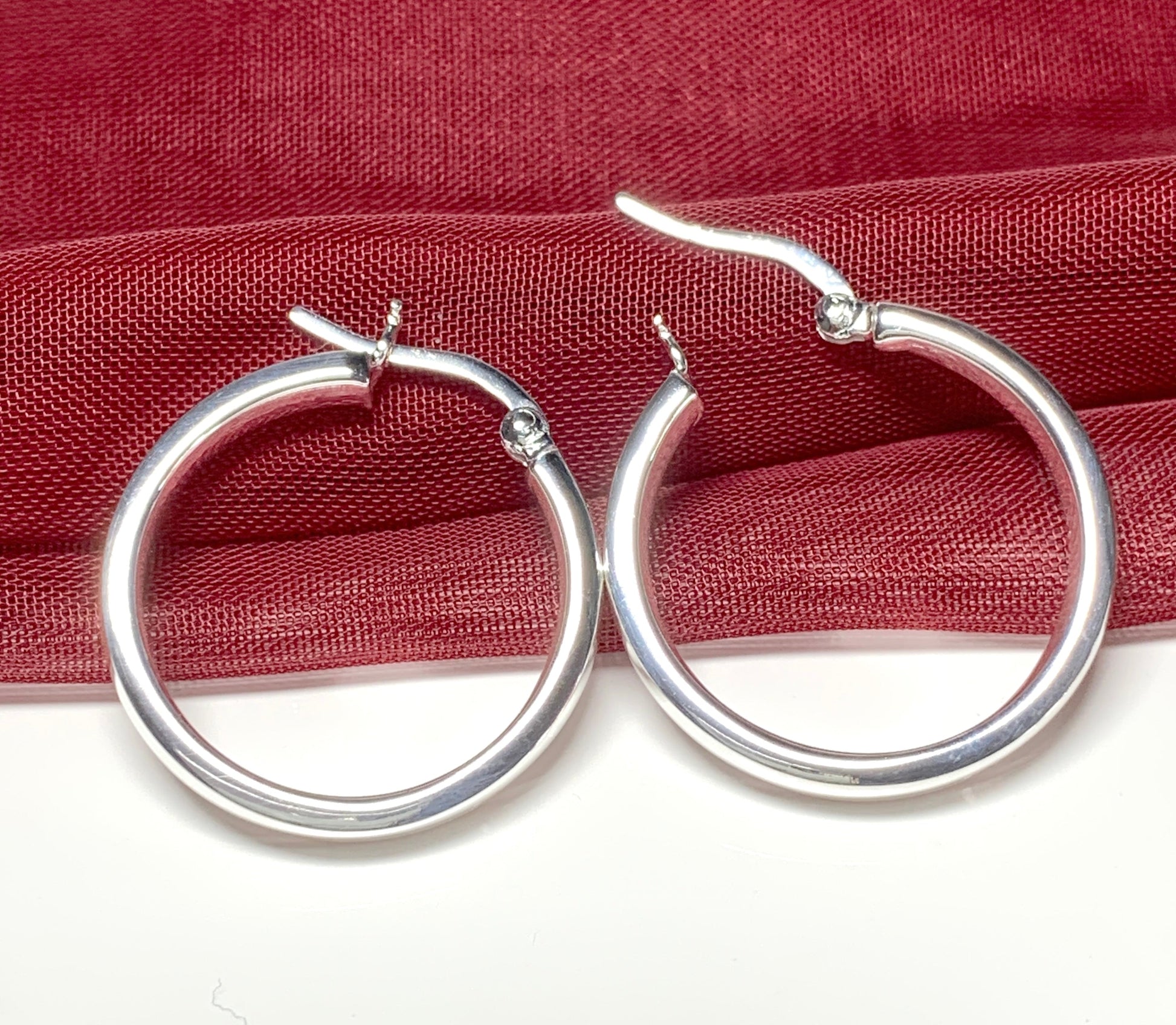 Sterling silver round hoop earrings 25 mm