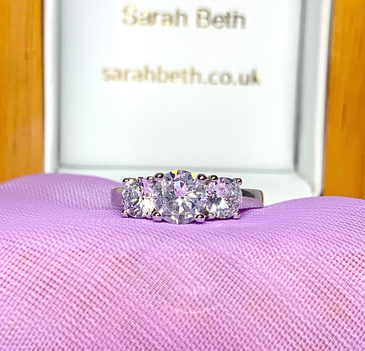 Sterling silver three stone trilogy ring cocktail dress