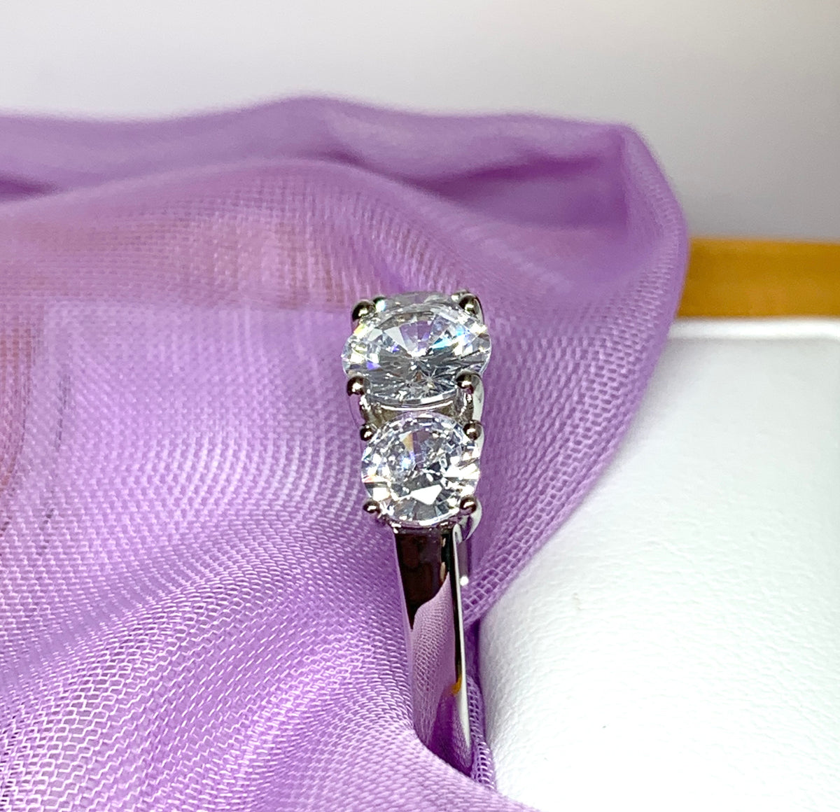 Sterling silver three stone trilogy ring cocktail dress