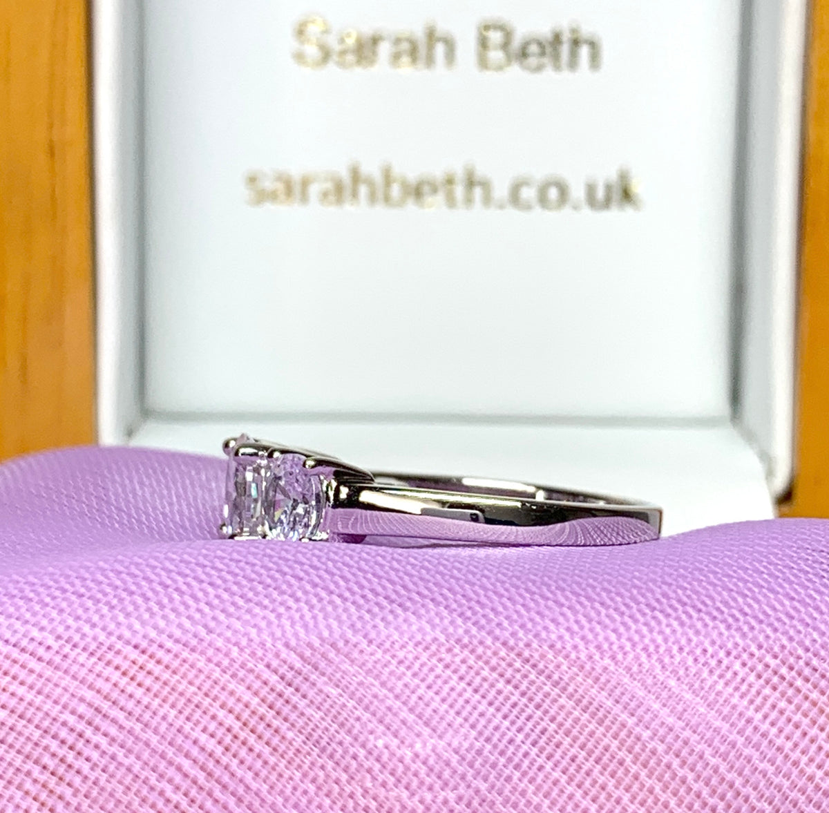 Sterling silver three stone trilogy ring cocktail dress