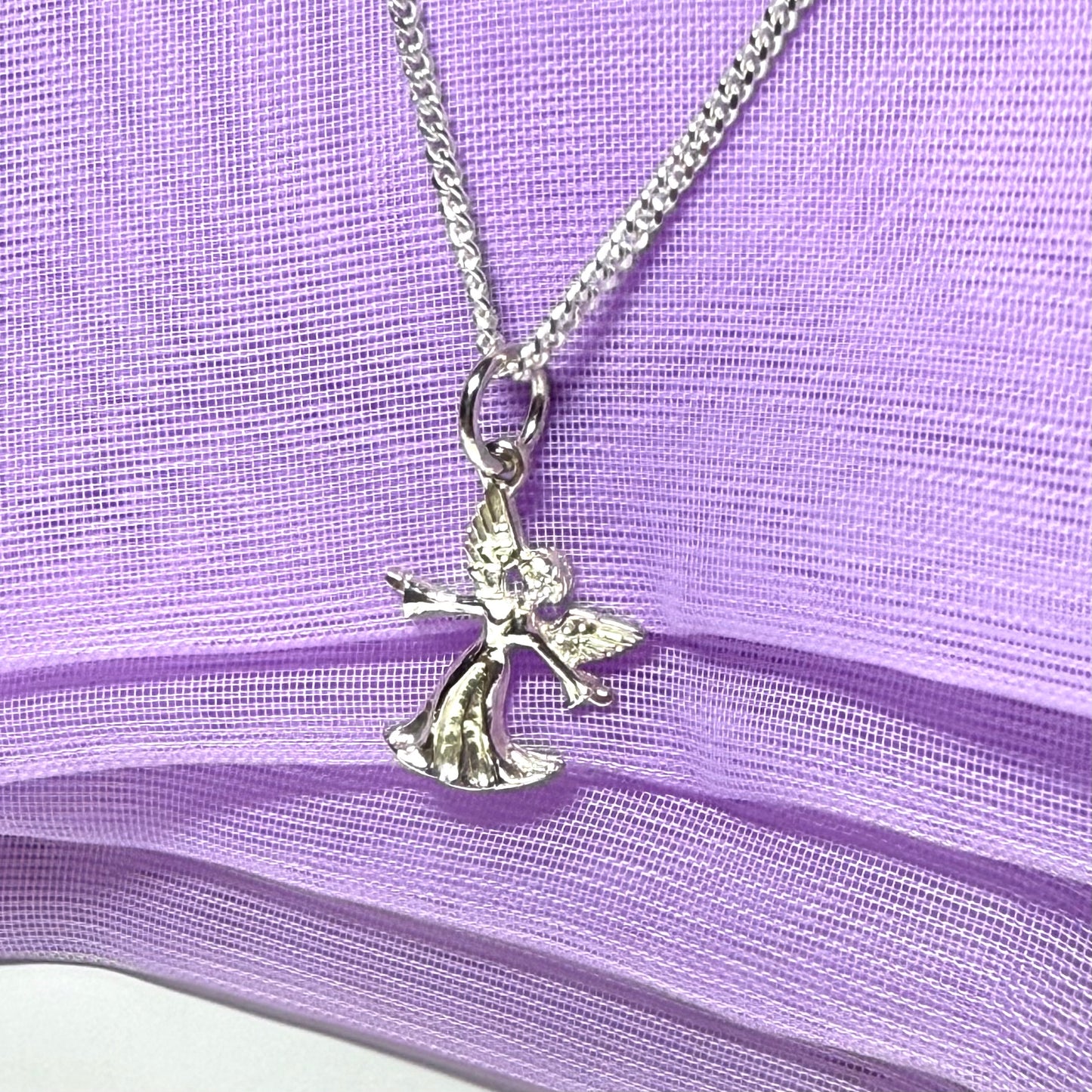 Small Angel Charm Sterling Silver Necklace Pendant