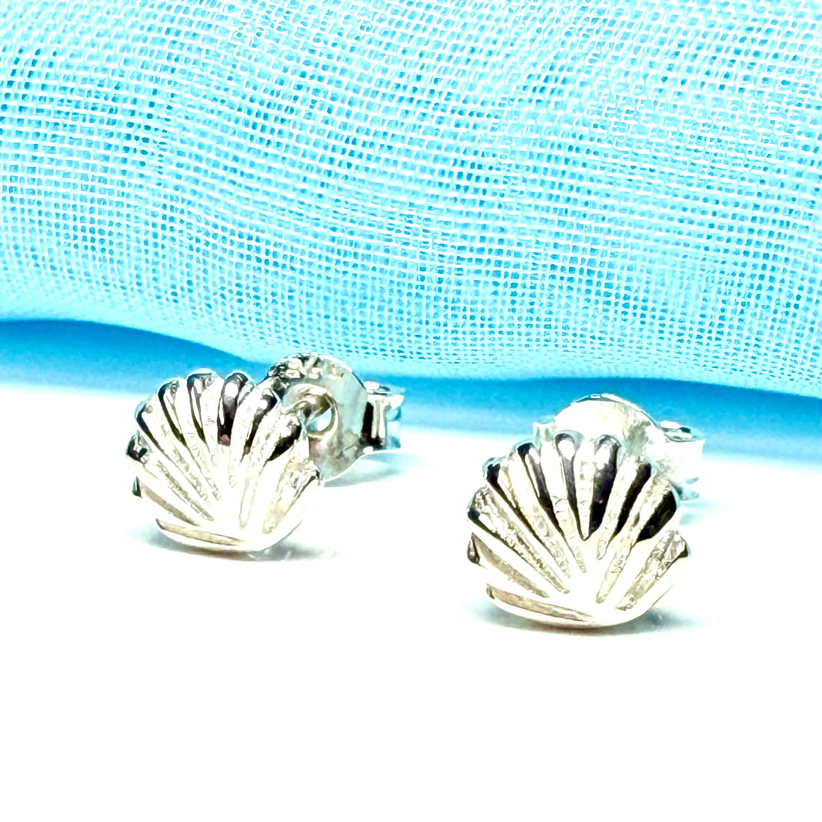 Shell stud earrings sterling silver