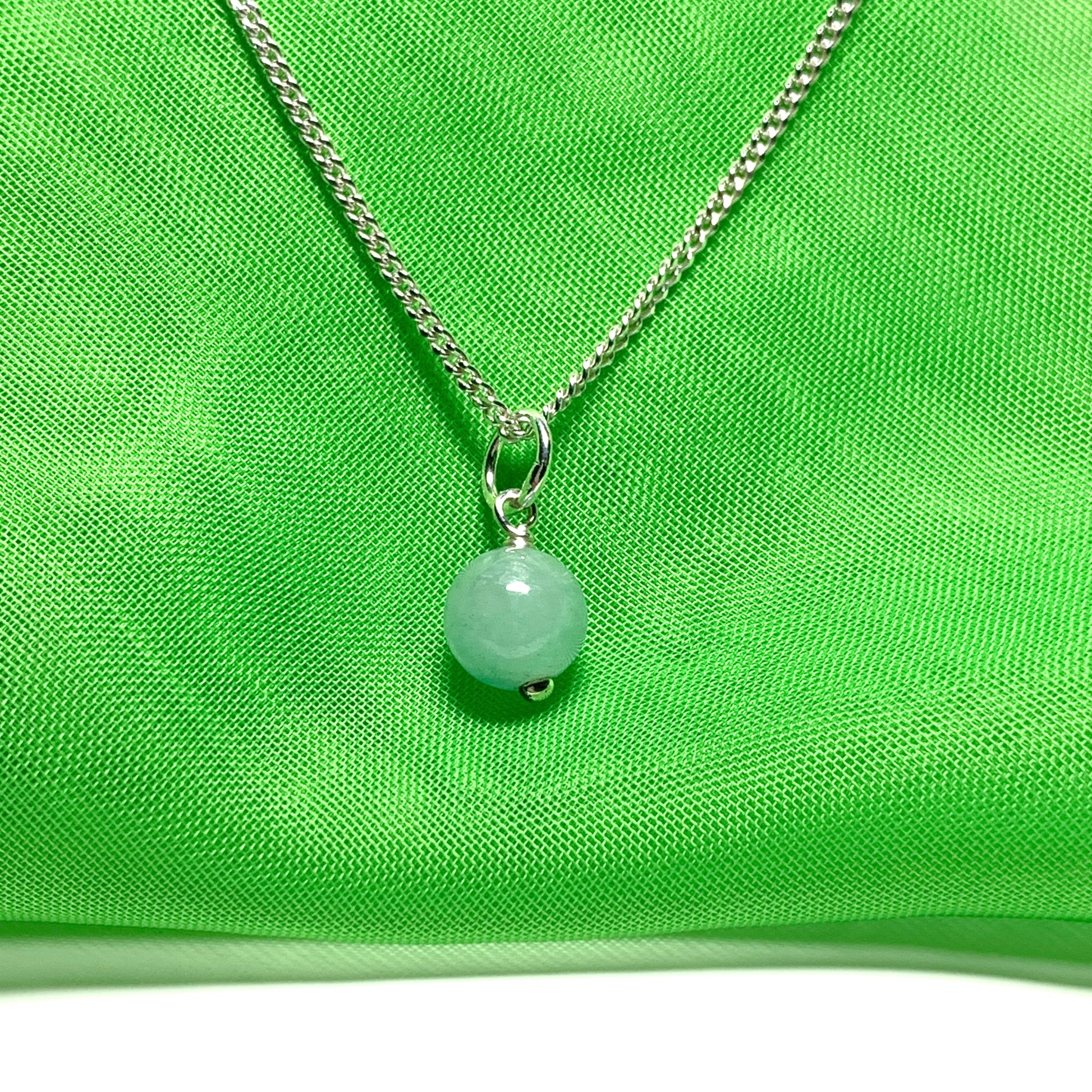 Small jade pendant necklace round ball shaped green