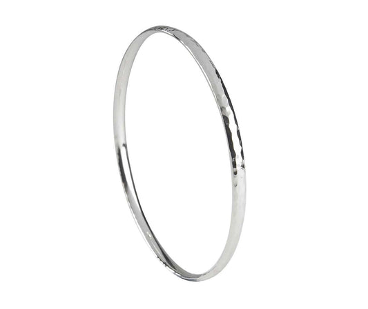 Solid Heavyweight Hammered Sterling Silver Round Bangle