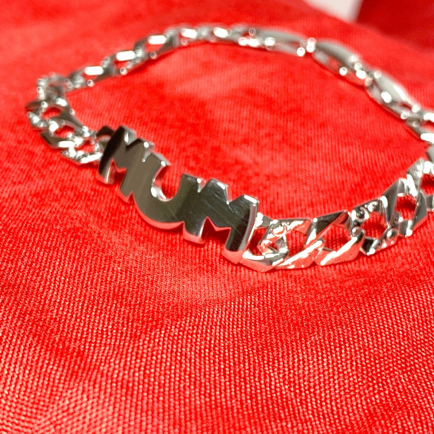 Solid Sterling Silver Mum Curb Bracelet