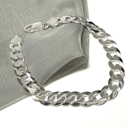 Solid Heavy Men's Sterling Silver Curb Bracelet