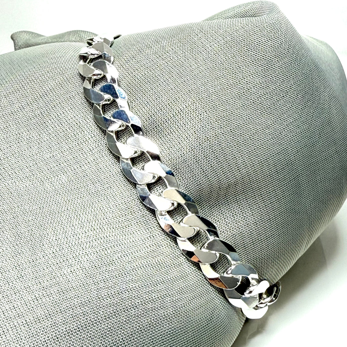 Solid Heavy Men's Sterling Silver Curb Bracelet