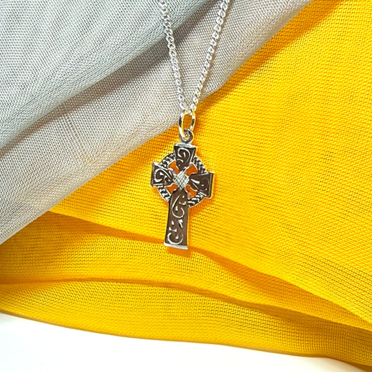 Solid Sterling Silver Celtic Cross Including Chain