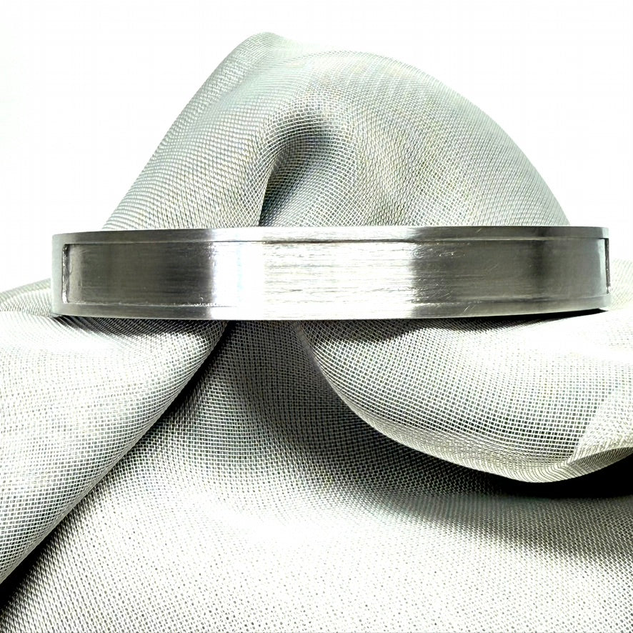 Solid men's stainless steel sunken centre hinged bangle