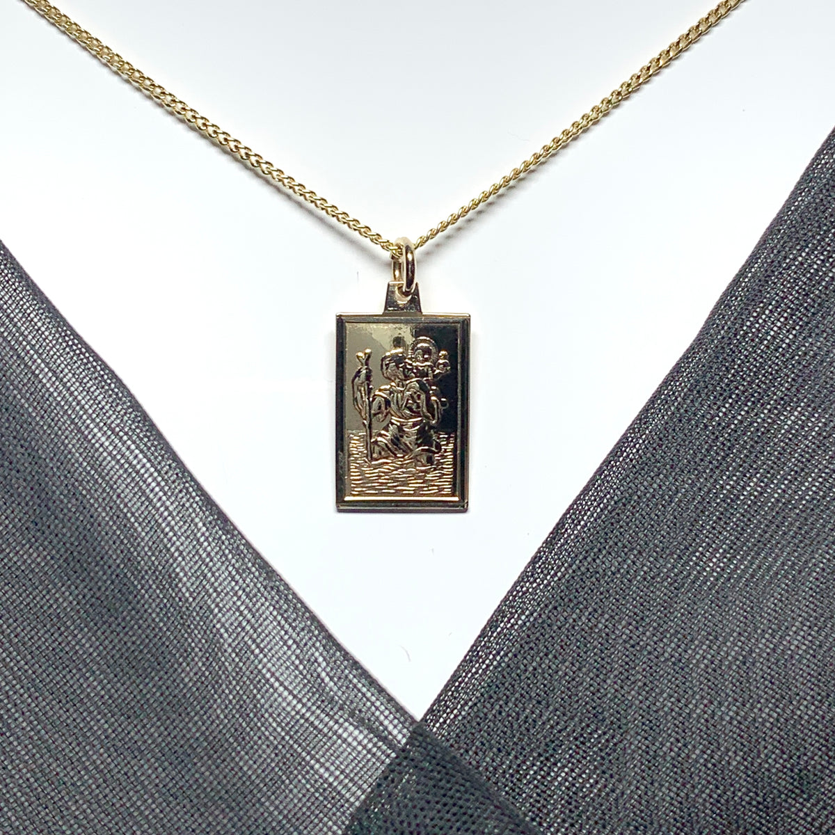 Solid square rectangle St. Christopher yellow gold