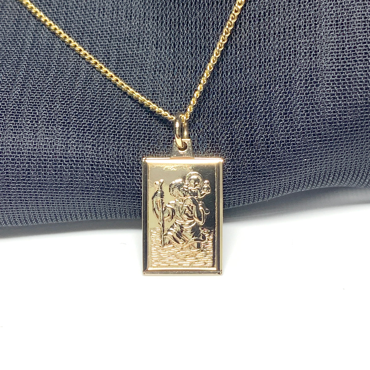 Solid square rectangle St. Christopher yellow gold