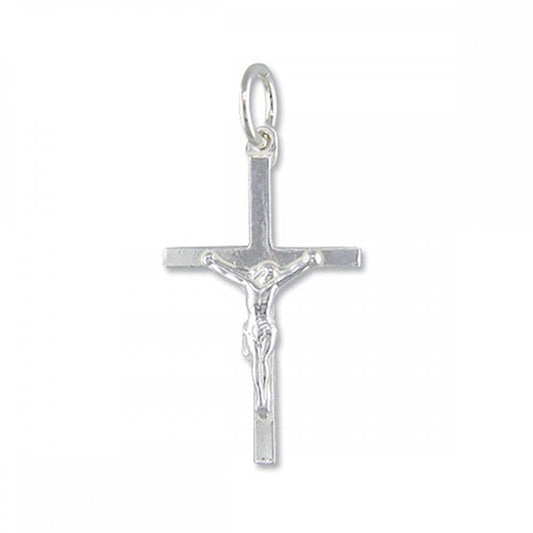 Solid sterling silver crucifix cross necklace with a chain
