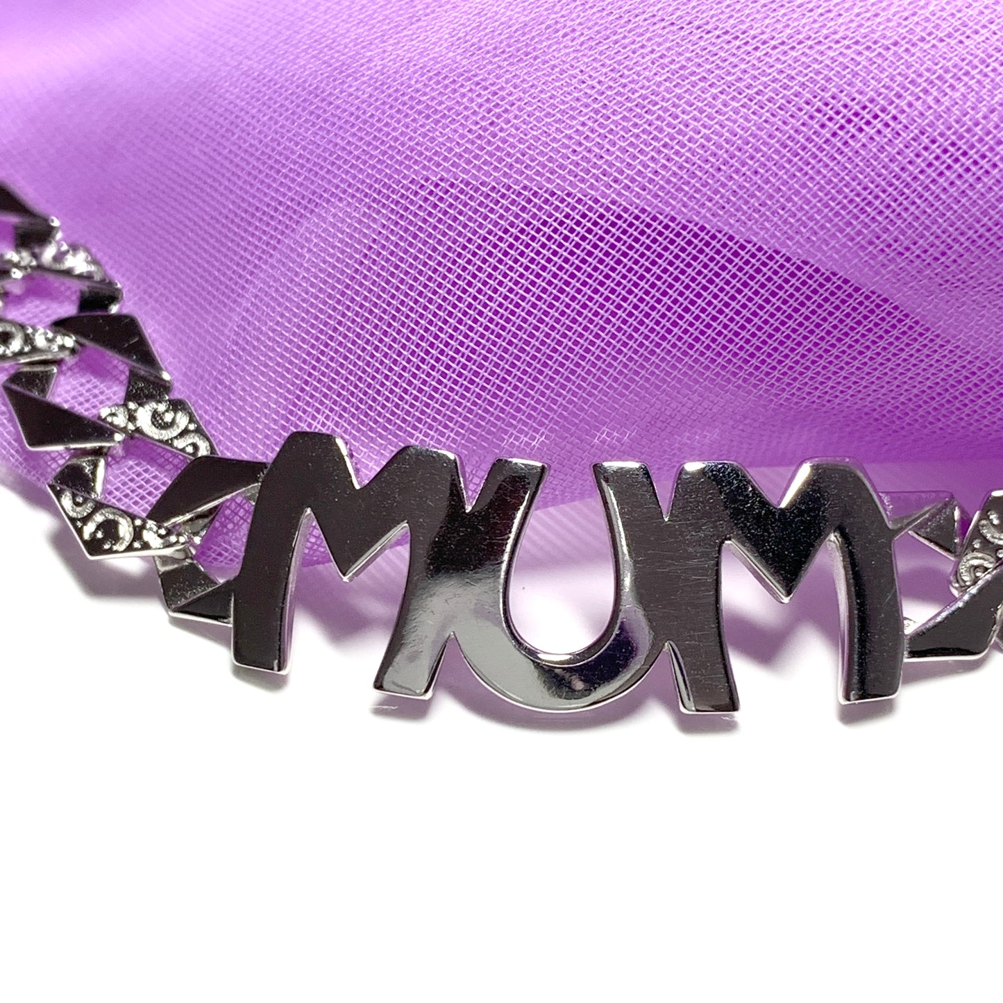 Solid sterling silver mum curb bracelet