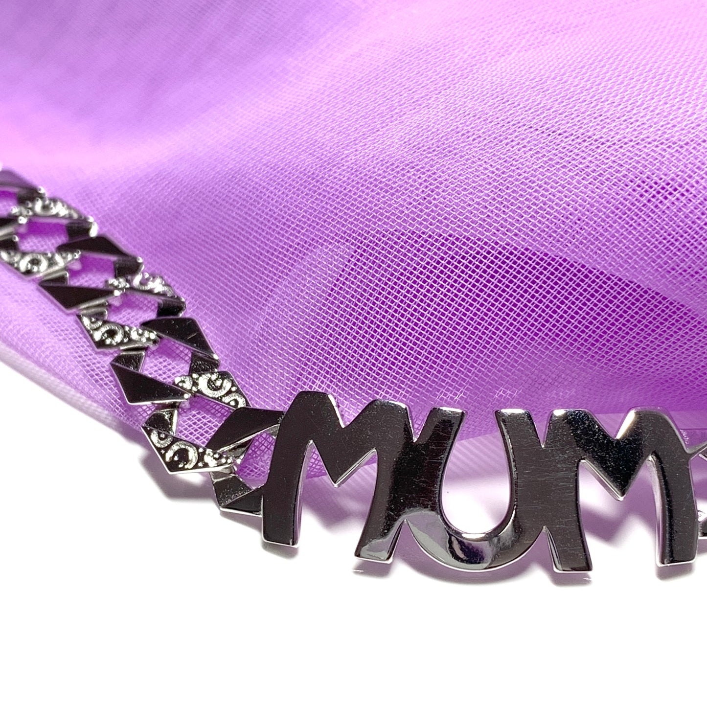 Solid sterling silver mum curb bracelet