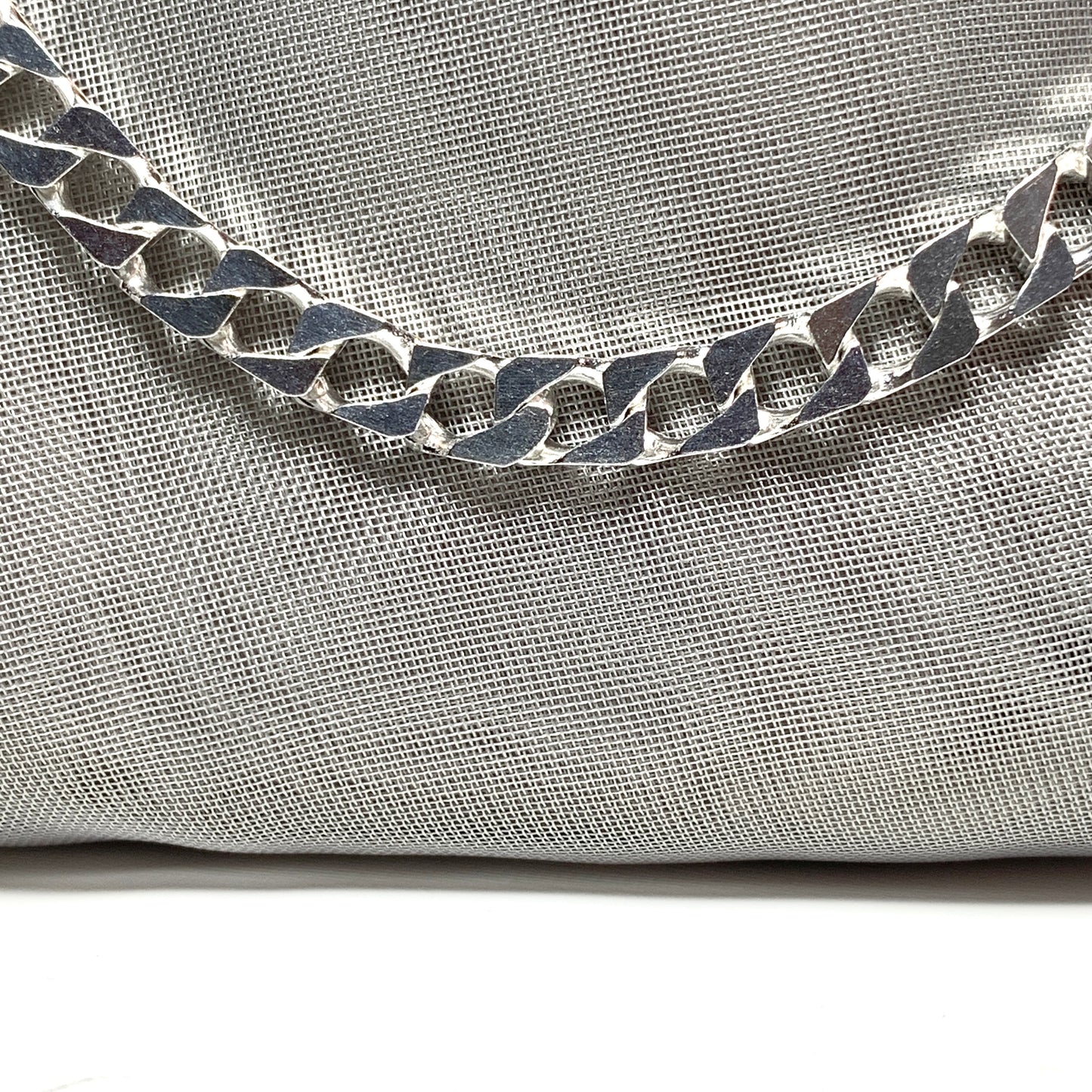 Men's Solid Sterling Silver Square Curb Chain Necklace