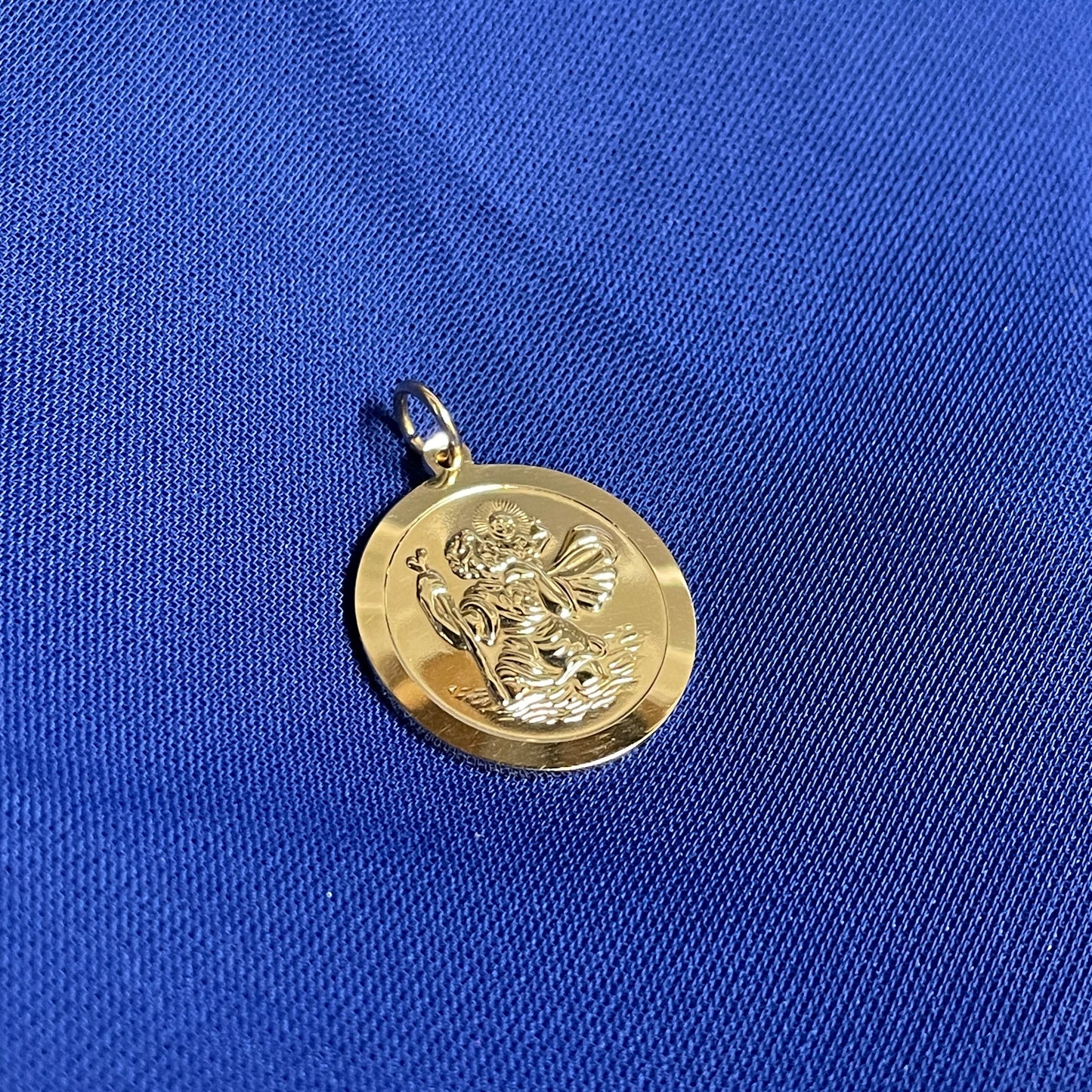 St. Christopher solid round reversible 9 carat yellow gold 20 mm