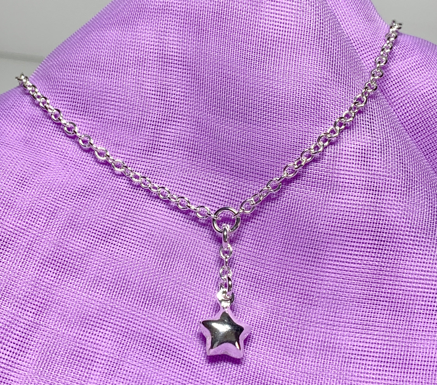Star Anklet Sterling Silver Shaped Link Solid Ladies Ankle Chain Star Charm