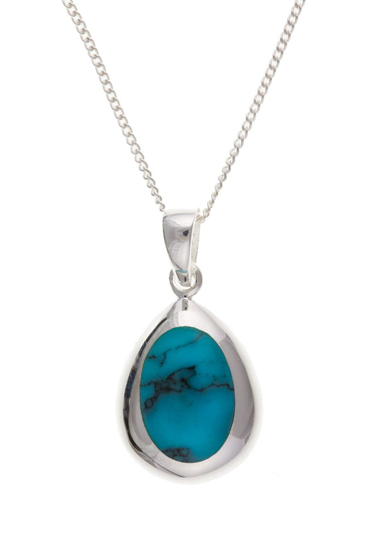 Sterling silver blue pear shaped turquoise necklace