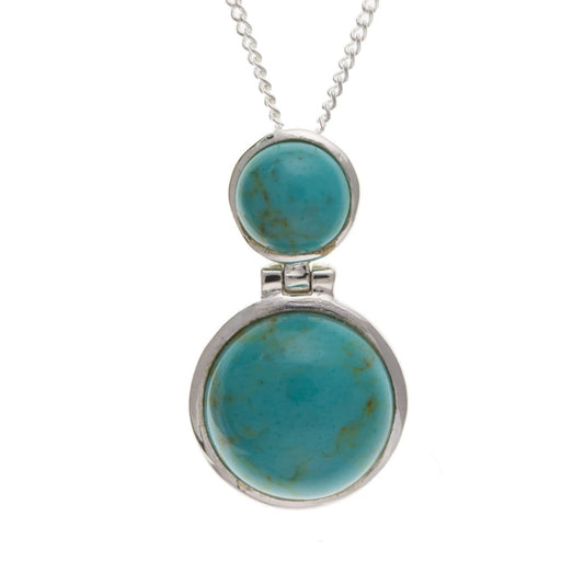 Sterling Silver Blue Turquoise Double Round Necklace