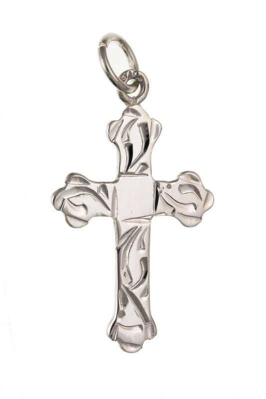 Sterling Silver Engraved Plain Cross Including Chain