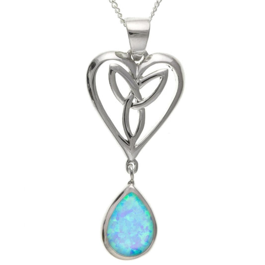 Sterling Silver Fancy Celtic Opal Necklace