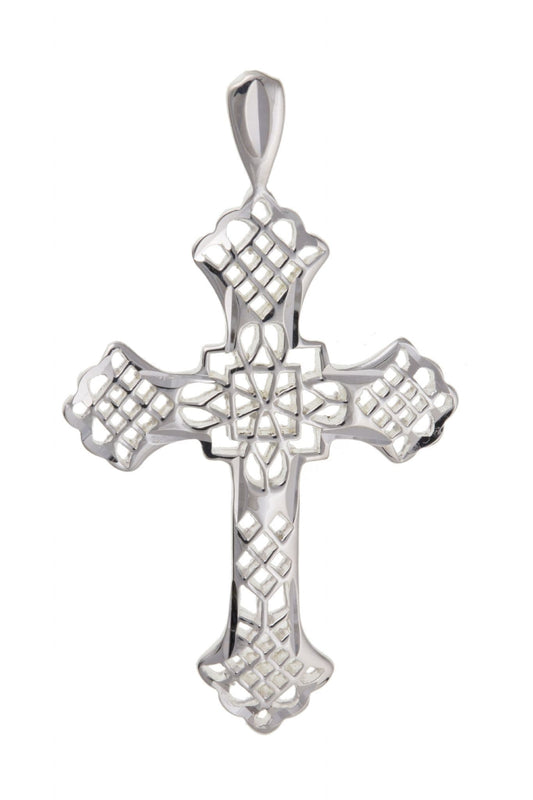 Sterling Silver Fancy Cut Out Cross Including Chain