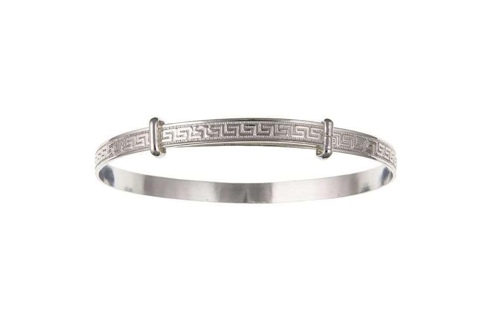 Sterling Silver Greek Key Expanding Bangle