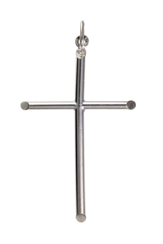 Sterling silver solid large plain polished cross including chain