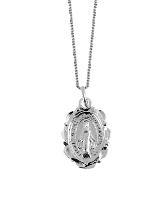 Sterling Silver Oval Mary Magdalene Necklace Including Chain