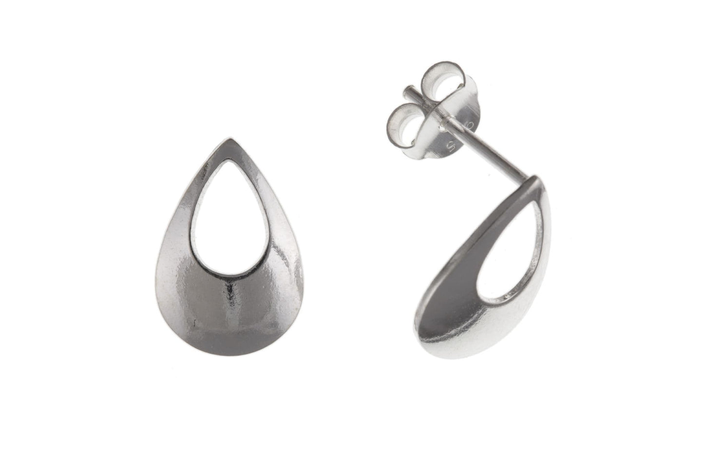Sterling Silver Pierced Pear Shaped Stud Earrings