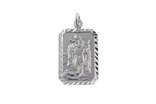 Sterling Silver Rectangular St. Christopher Including Chain