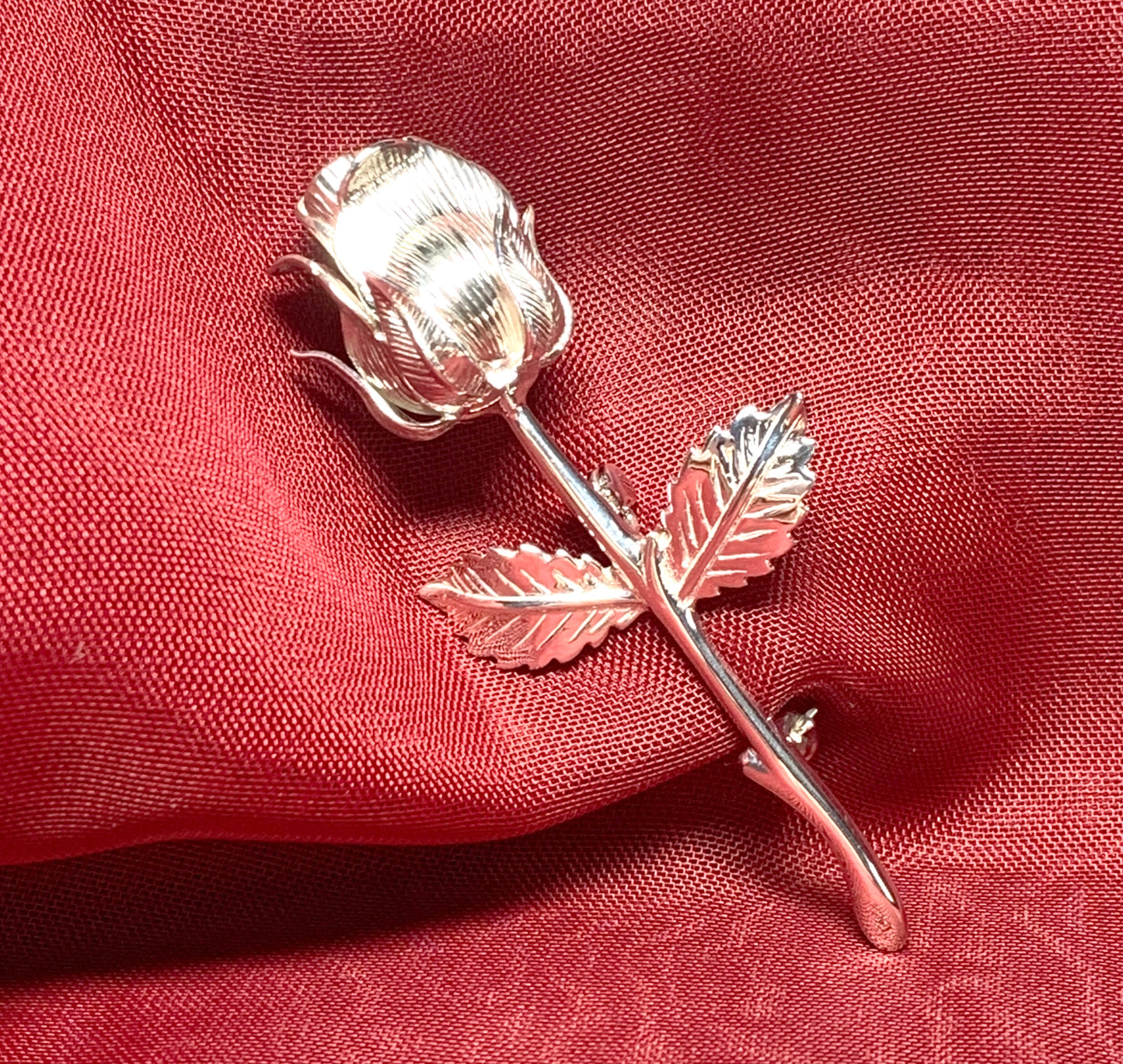 Sterling Silver Rose Shaped Brooch