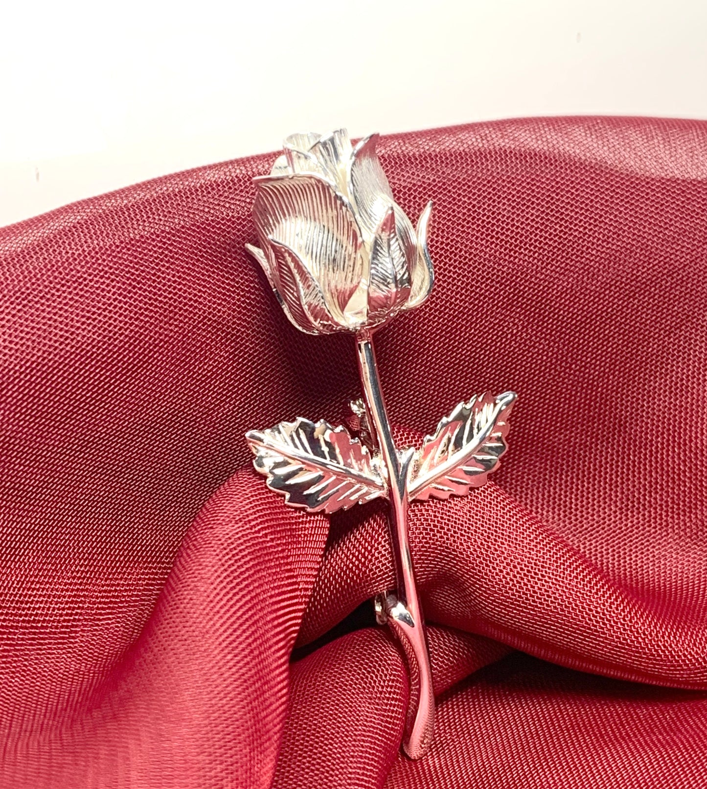 Sterling Silver Rose Shaped Brooch