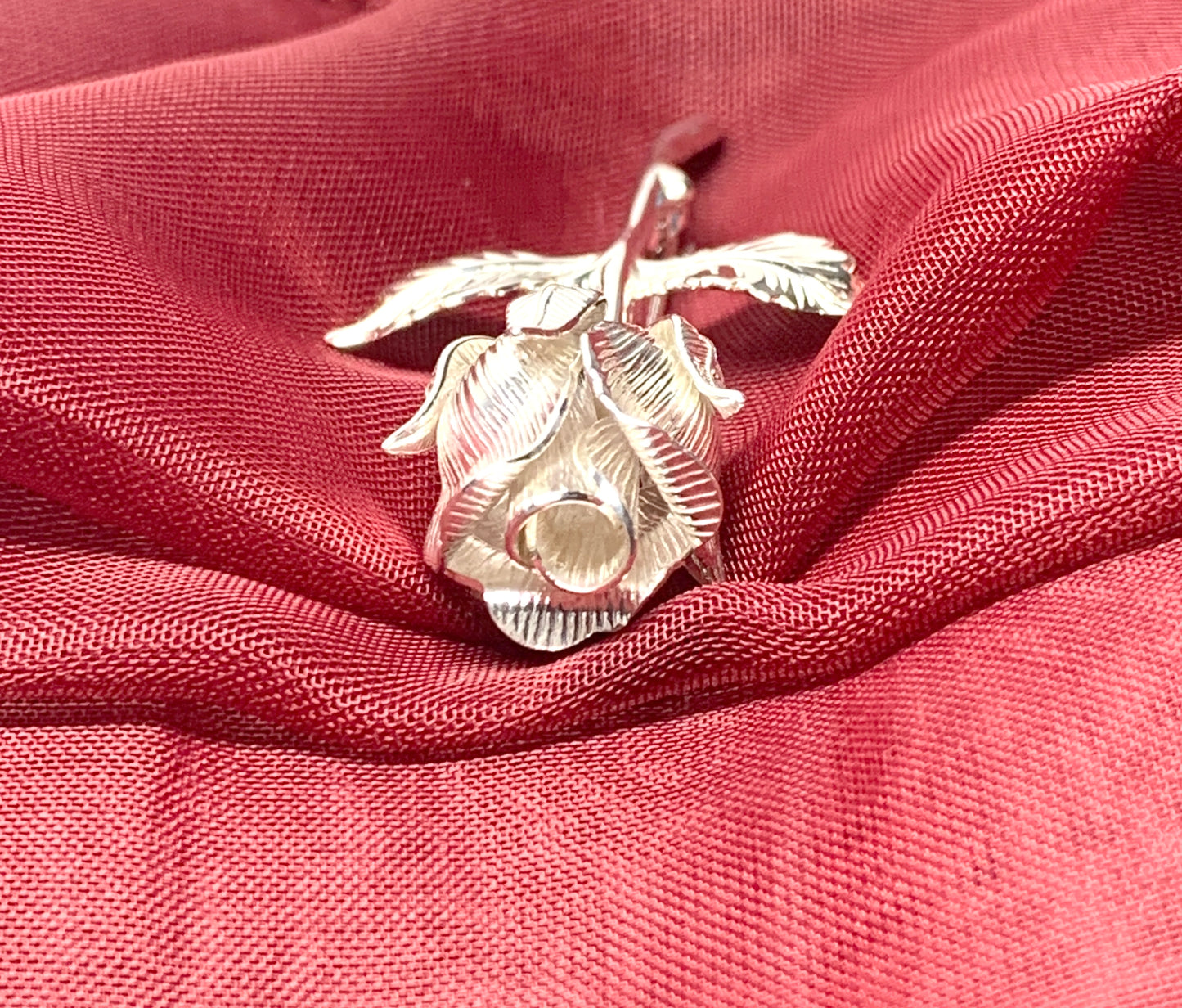 Sterling Silver Rose Shaped Brooch