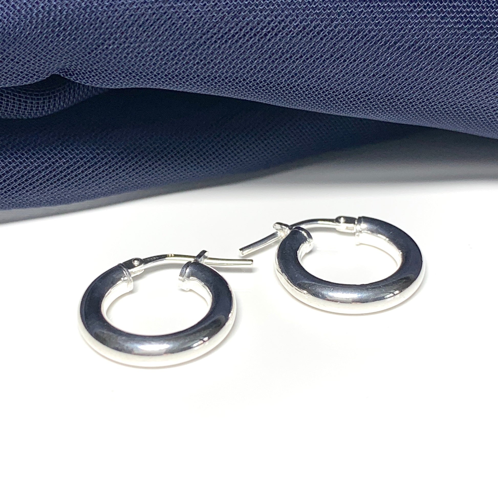 Sterling Silver Round Thick Hoop Earrings 16 mm