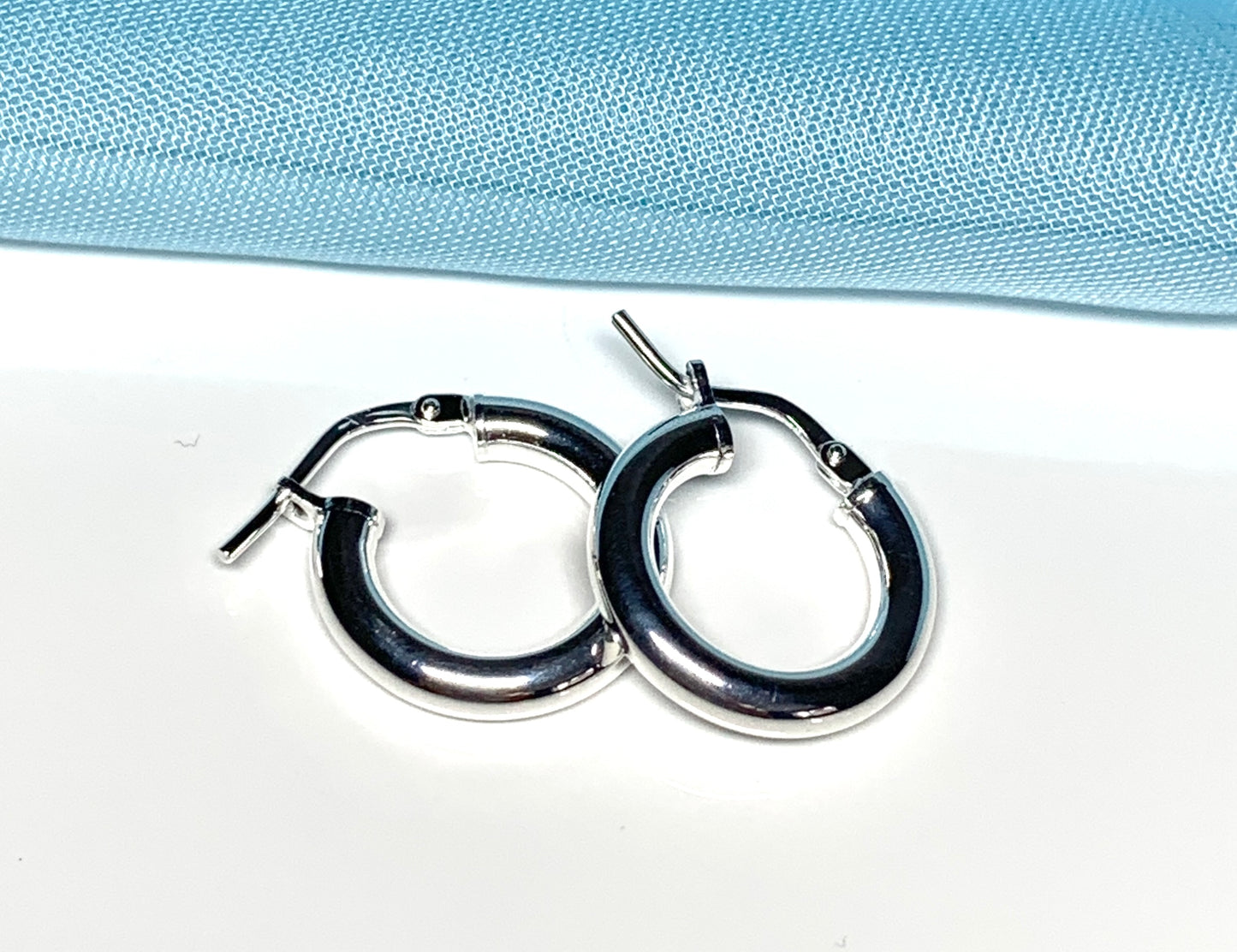 Sterling Silver Round Thick Hoop Earrings 16 mm