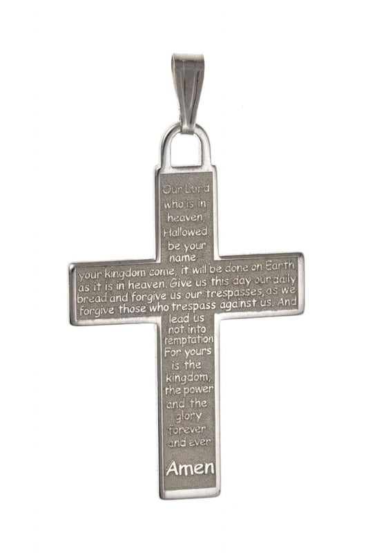Solid sterlings silver with The Lord's Prayer cross including chain