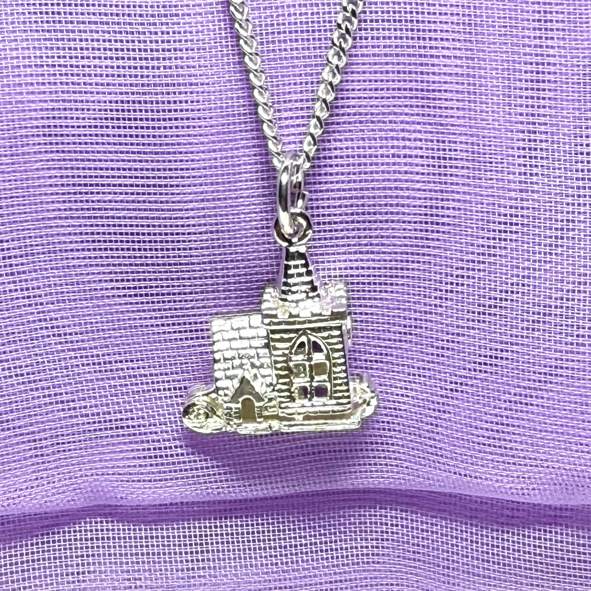 Sterling Silver Church Solid Necklace Pendant