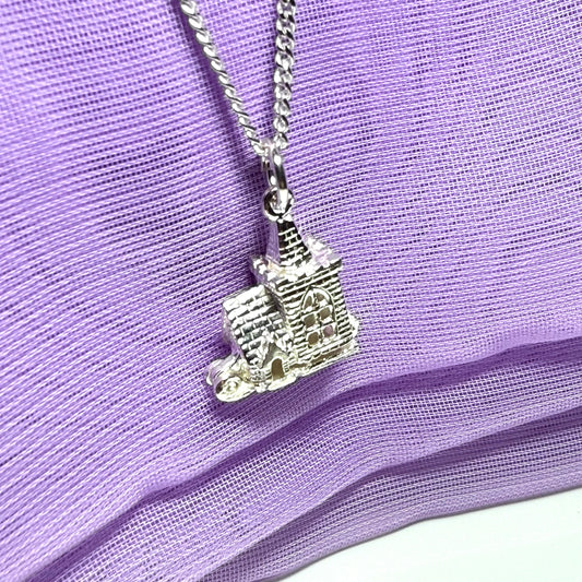Sterling Silver Church Solid Necklace Pendant