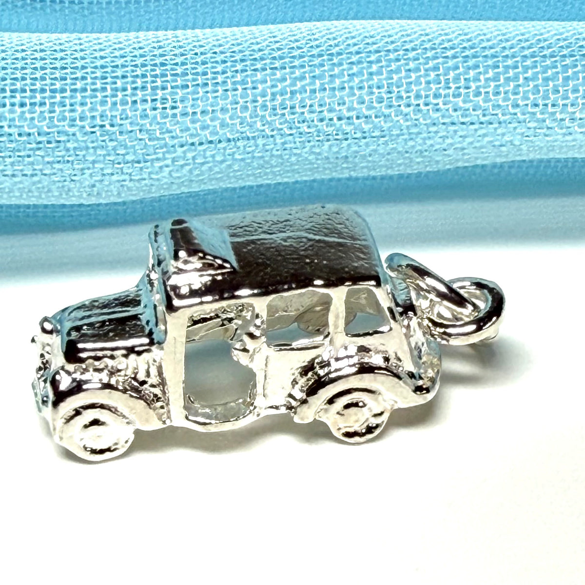 Sterling Silver London Taxi Solid Charm