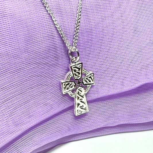 Sterling Silver Patterned Celtic Cross