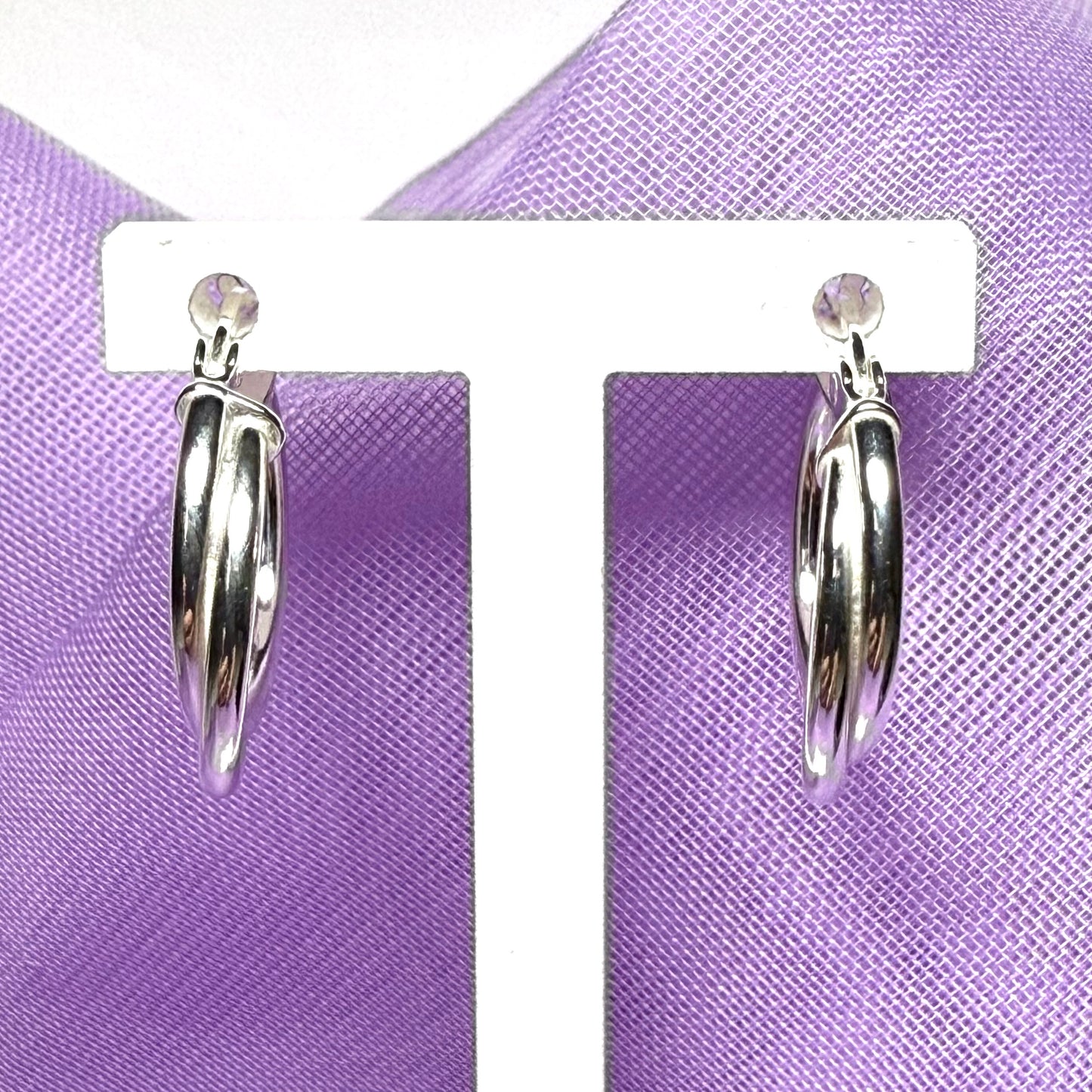 Sterling Silver Round Double Hoop Earrings 16 mm