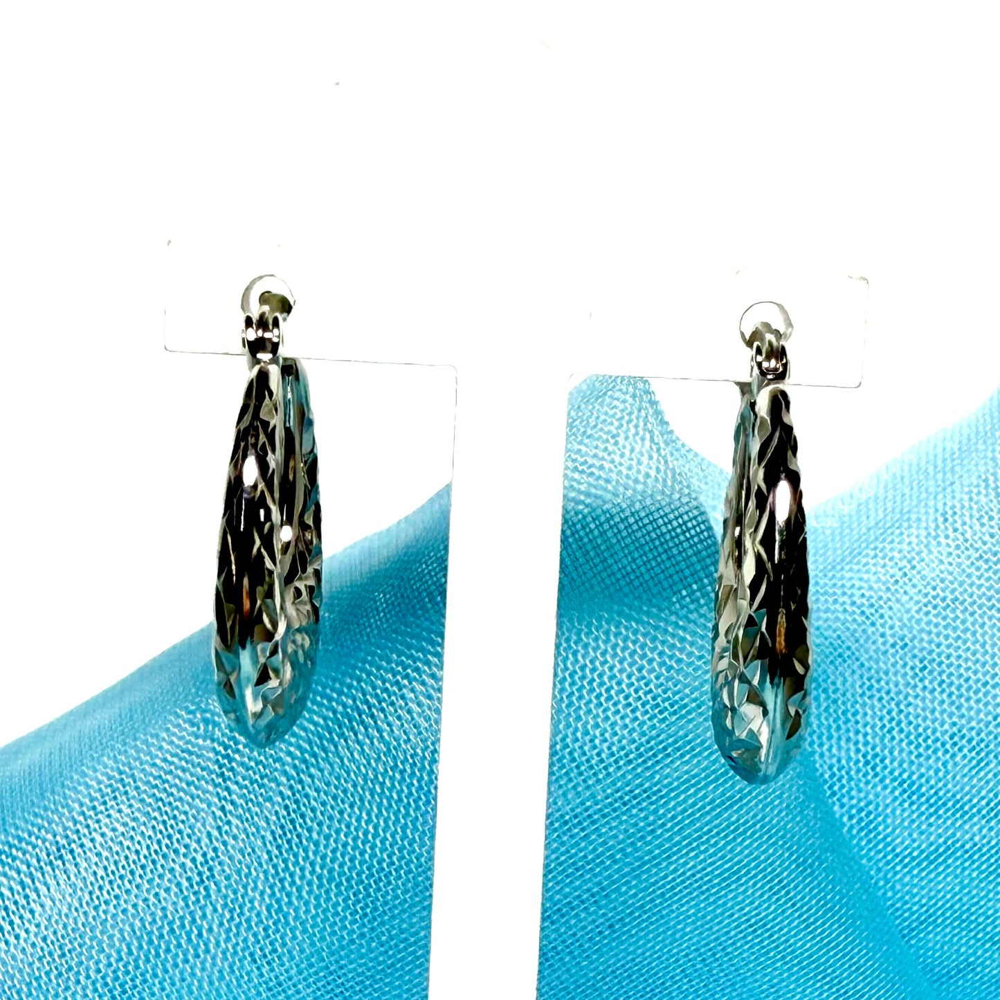 Sterling Silver Round Patterned Hoop Earrings