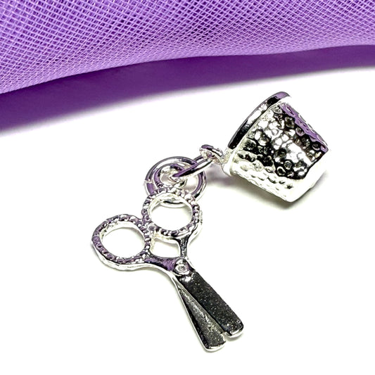 Sterling Silver Scissors and Thimble Solid Charm