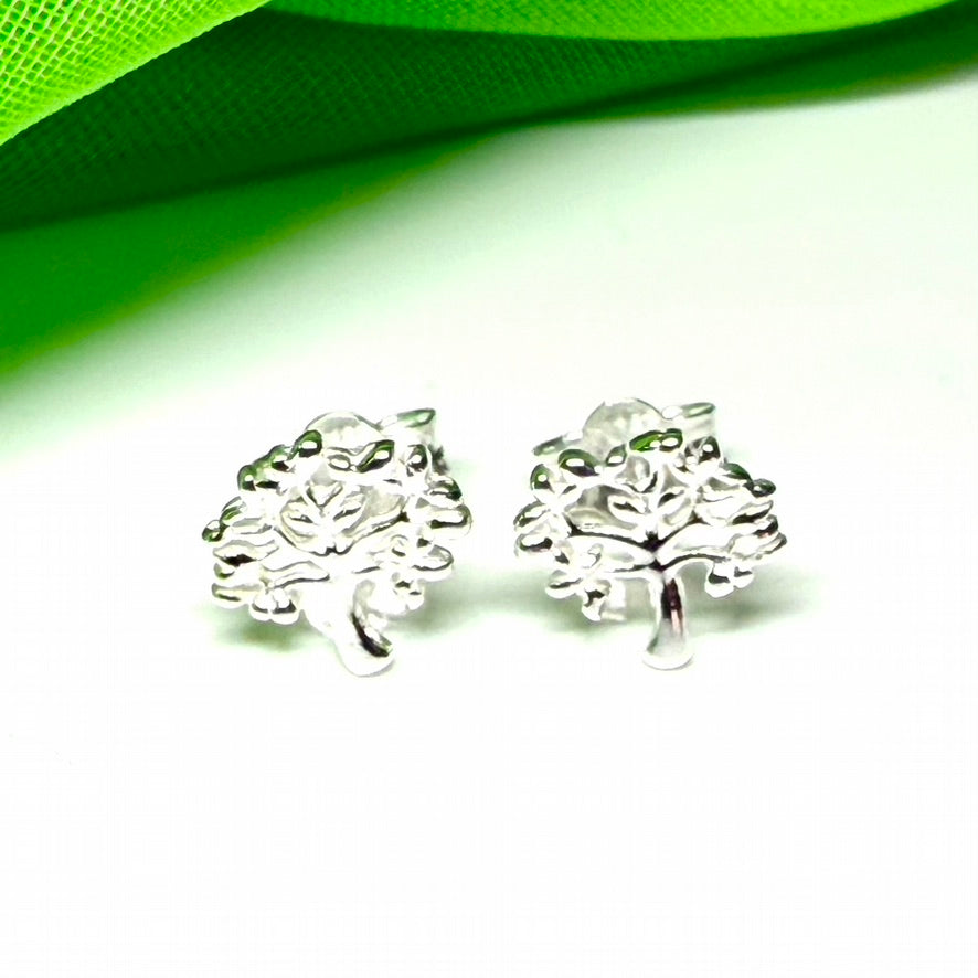 Sterling Silver Tree Of Life Stud Earrings
