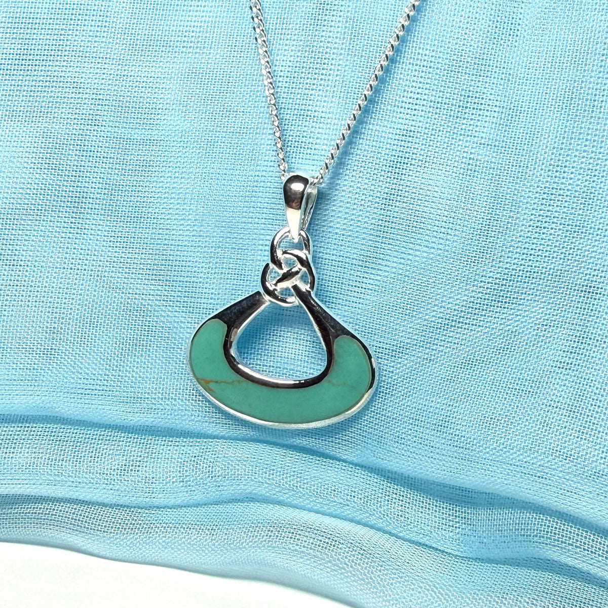 Sterling silver blue turquoise fancy necklace with chain